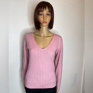 Lilly Pulitzer Vintage 100% Cashmere Cable-Knit Sweater Size L Embroidered Logo
